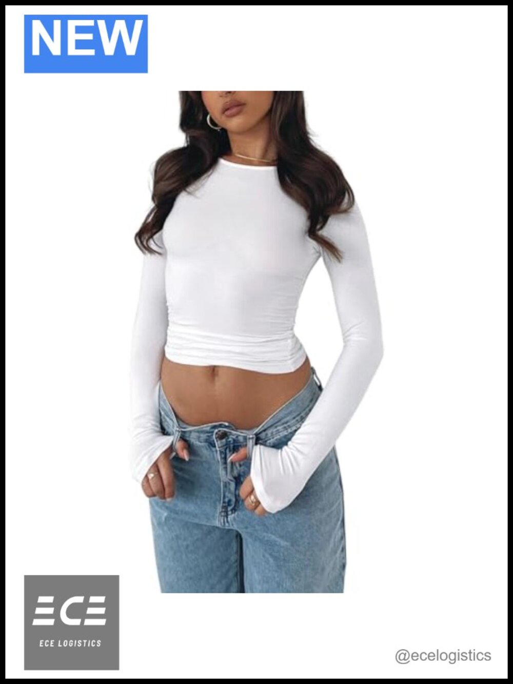Women's Slim Fit Long Sleeve Crewneck Crop T Shirt Basic Fitted Top Casual
